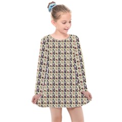 Chrix Pat Beige Kids  Long Sleeve Dress by snowwhitegirl