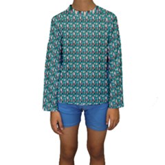 Chrix Pat Teal Kids  Long Sleeve Swimwear by snowwhitegirl