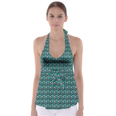 Chrix Pat Teal Babydoll Tankini Top by snowwhitegirl