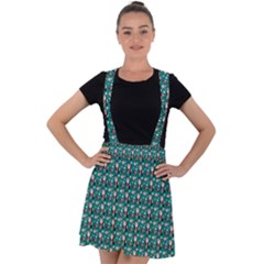 Chrix Pat Teal Velvet Suspender Skater Skirt