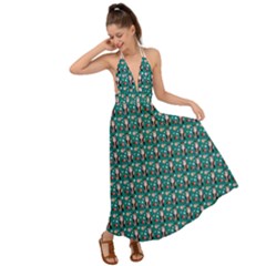 Chrix Pat Teal Backless Maxi Beach Dress