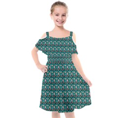 Chrix Pat Teal Kids  Cut Out Shoulders Chiffon Dress