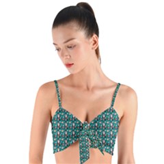 Chrix Pat Teal Woven Tie Front Bralet