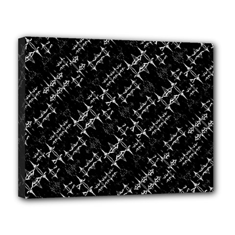 Black And White Ethnic Geometric Pattern Canvas 14  X 11  (stretched) by dflcprintsclothing