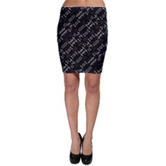 Black And White Ethnic Geometric Pattern Bodycon Skirt