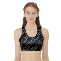 Black And White Ethnic Geometric Pattern Sports Bra With Border