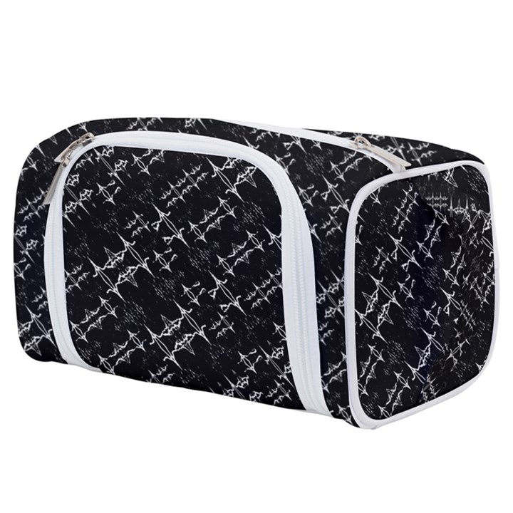 Black And White Ethnic Geometric Pattern Toiletries Pouch