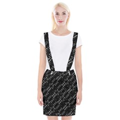 Black And White Ethnic Geometric Pattern Braces Suspender Skirt by dflcprintsclothing