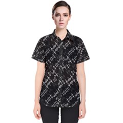 Black And White Ethnic Geometric Pattern Women s Short Sleeve Shirt