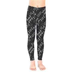 Black And White Ethnic Geometric Pattern Kids  Leggings by dflcprintsclothing