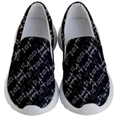 Black And White Ethnic Geometric Pattern Kids Lightweight Slip Ons by dflcprintsclothing