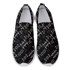 Black And White Ethnic Geometric Pattern Women s Slip On Sneakers