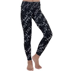 Black And White Ethnic Geometric Pattern Kids  Lightweight Velour Classic Yoga Leggings by dflcprintsclothing