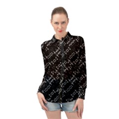 Black And White Ethnic Geometric Pattern Long Sleeve Chiffon Shirt