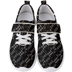 Black And White Ethnic Geometric Pattern Men s Velcro Strap Shoes by dflcprintsclothing