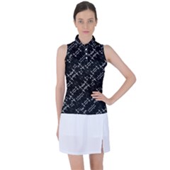 Black And White Ethnic Geometric Pattern Women s Sleeveless Polo Tee by dflcprintsclothing