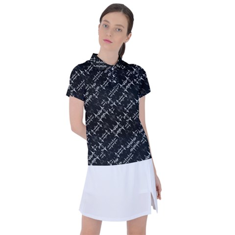 Black And White Ethnic Geometric Pattern Women s Polo Tee by dflcprintsclothing