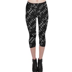 Black And White Ethnic Geometric Pattern Capri Leggings  by dflcprintsclothing