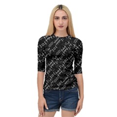 Black And White Ethnic Geometric Pattern Quarter Sleeve Raglan Tee