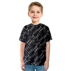 Black And White Ethnic Geometric Pattern Kids  Sport Mesh Tee