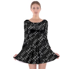 Black And White Ethnic Geometric Pattern Long Sleeve Skater Dress by dflcprintsclothing