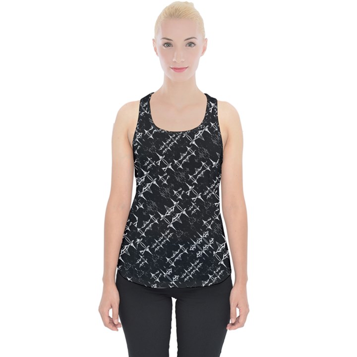 Black And White Ethnic Geometric Pattern Piece Up Tank Top