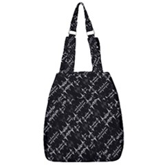 Black And White Ethnic Geometric Pattern Center Zip Backpack by dflcprintsclothing