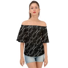 Black And White Ethnic Geometric Pattern Off Shoulder Short Sleeve Top