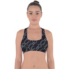 Black And White Ethnic Geometric Pattern Cross Back Hipster Bikini Top 