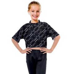 Black And White Ethnic Geometric Pattern Kids Mock Neck Tee