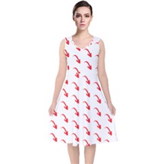 Create Your Own Custom Online Full Print Blank Template V-neck Midi Sleeveless Dress  by startdesign