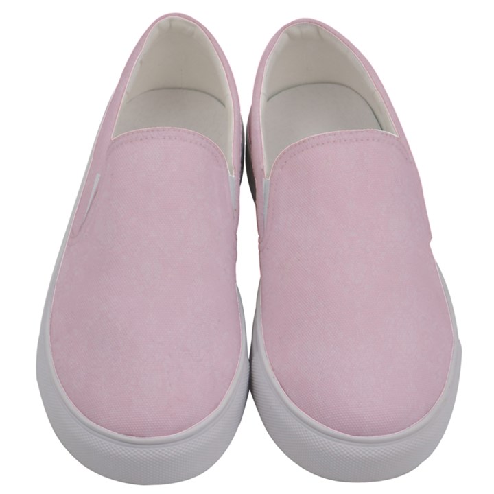 Create Your Own Custom Online Full Print Blank Template Pink Bachelorette With Subtle Damask Floral Men s Canvas Slip Ons