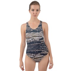 Surface Texture Print Cut-out Back One Piece Swimsuit by dflcprintsclothing