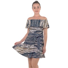 Surface Texture Print Off Shoulder Velour Dress by dflcprintsclothing