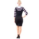 Black and Light Pastel Pink Large Stripes Goth Mime french style Quarter Sleeve Hood Bodycon Dress View2