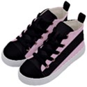 Black and Light Pastel Pink Large Stripes Goth Mime french style Kids  Mid-Top Canvas Sneakers View2