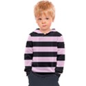 Black and Light Pastel Pink Large Stripes Goth Mime french style Kids  Overhead Hoodie View1