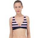 Black and Light Pastel Pink Large Stripes Goth Mime french style Classic Banded Bikini Top View1