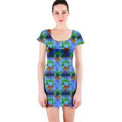 Christmas Wreath Short Sleeve Bodycon Dress by bloomingvinedesign