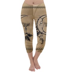 Deer On A Mooon Capri Winter Leggings  by FantasyWorld7