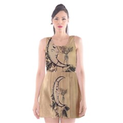 Deer On A Mooon Scoop Neck Skater Dress by FantasyWorld7