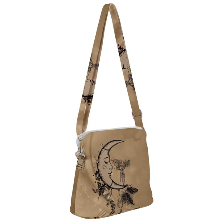 Deer On A Mooon Zipper Messenger Bag