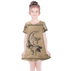 Deer On A Mooon Kids  Simple Cotton Dress by FantasyWorld7