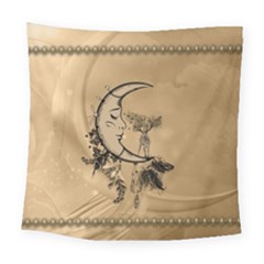 Deer On A Mooon Square Tapestry (large) by FantasyWorld7