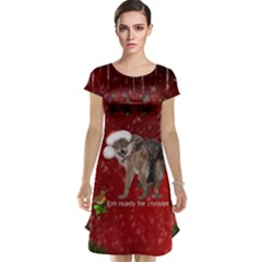 I m Ready For Christmas, Funny Wolf Cap Sleeve Nightdress by FantasyWorld7