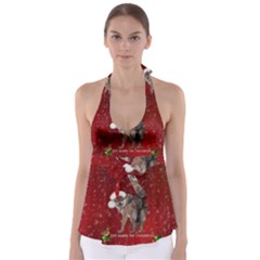 I m Ready For Christmas, Funny Wolf Babydoll Tankini Top by FantasyWorld7