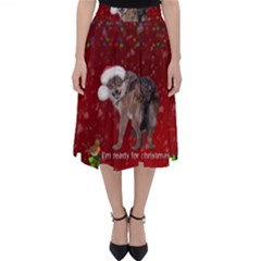 I m Ready For Christmas, Funny Wolf Classic Midi Skirt by FantasyWorld7