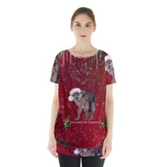 I m Ready For Christmas, Funny Wolf Skirt Hem Sports Top by FantasyWorld7