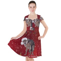 I m Ready For Christmas, Funny Wolf Cap Sleeve Midi Dress by FantasyWorld7