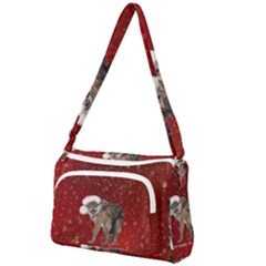 I m Ready For Christmas, Funny Wolf Front Pocket Crossbody Bag by FantasyWorld7